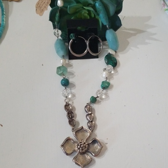 Jewelry - STERLING FLOWER PENDANT Amazonite Gemstone Necklace